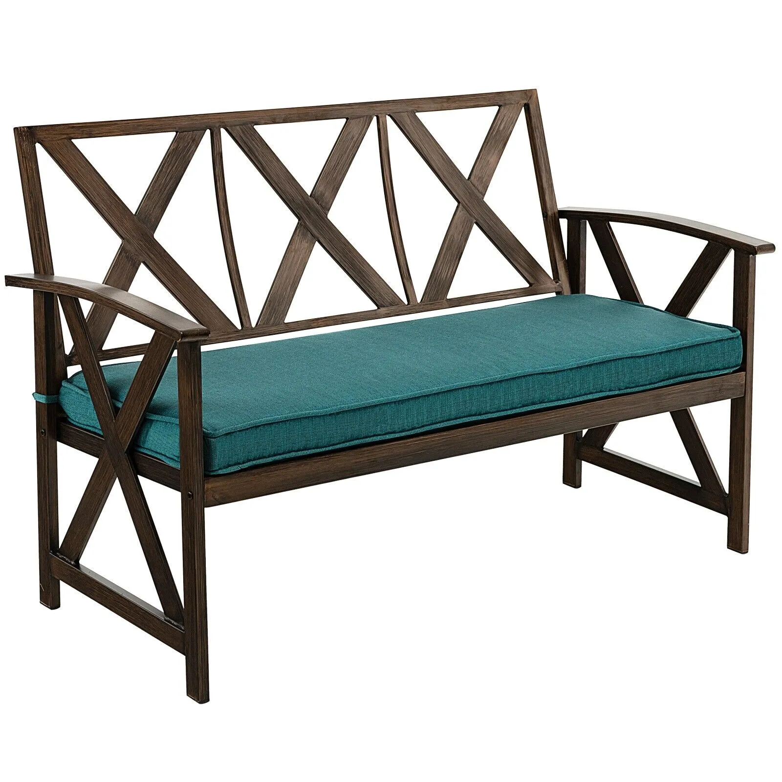 131cm Garden Bench with Detachable Sponge-padded Cushion