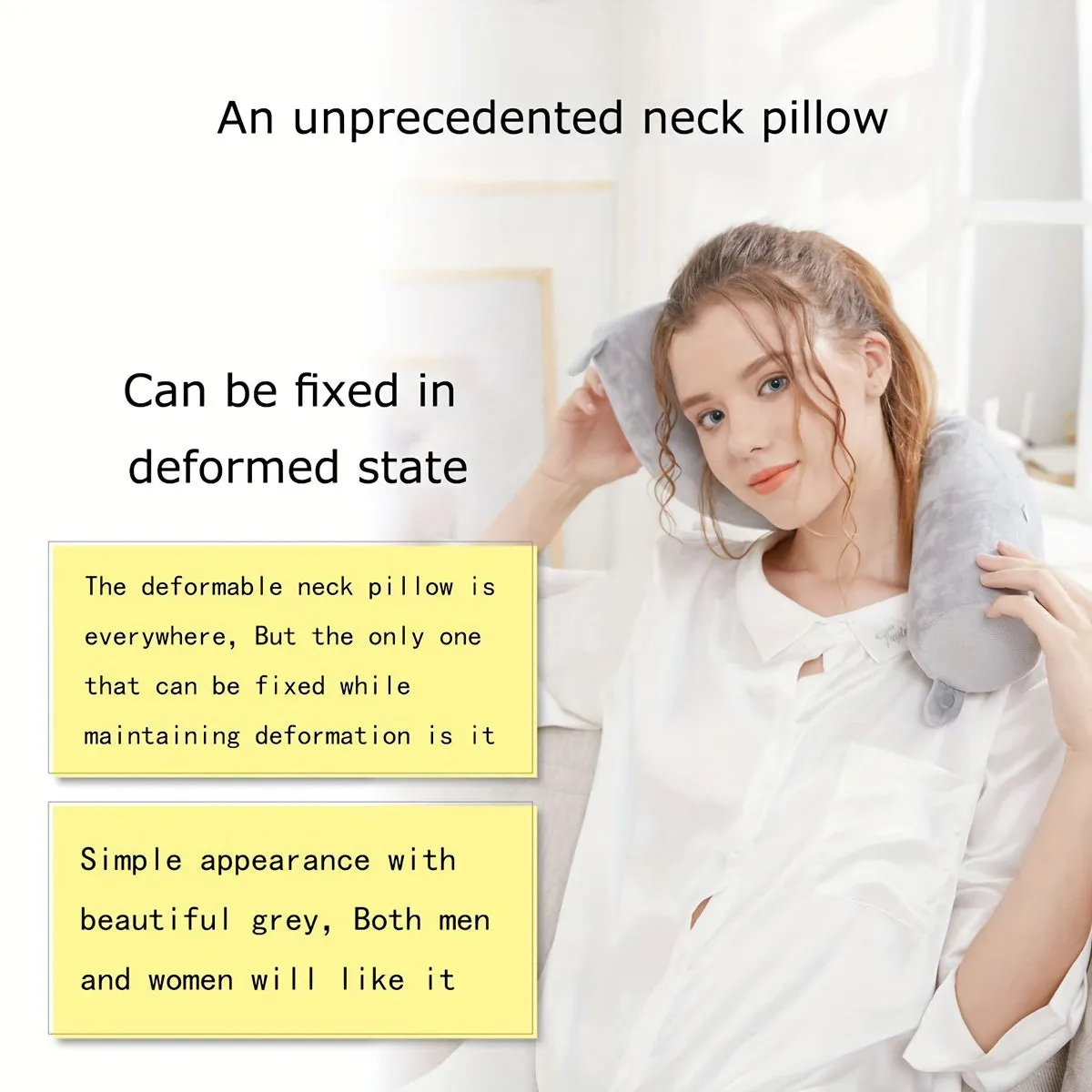 1pc Cylindrical U-Shaped Pillow, Can Be Twisted, Travel Pillow Memory Cotton Neck Pillow Built-In Keel Skeleton