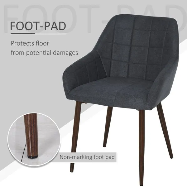 2 Pieces Mid Back Dining Chair With Metal Leg, Sponge Padding