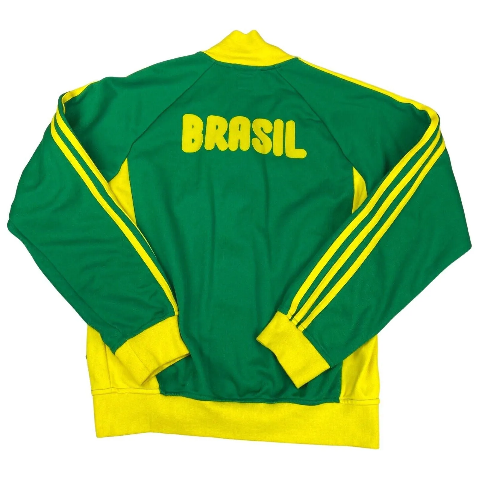 2010s Adidas Green & Yellow Brazil Tracksuit Jacket Track Top Small