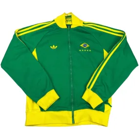 2010s Adidas Green & Yellow Brazil Tracksuit Jacket Track Top Small