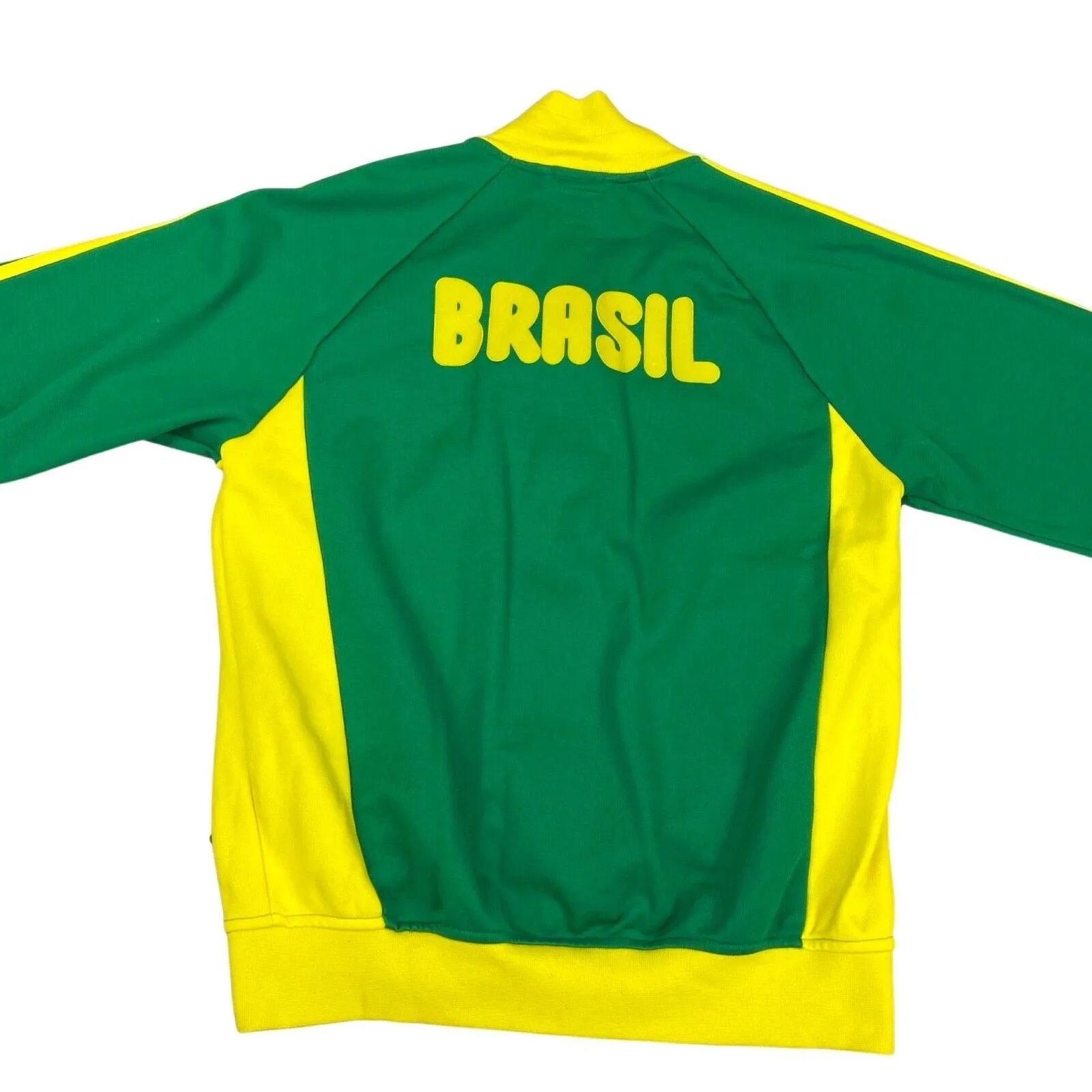 2010s Adidas Green & Yellow Brazil Tracksuit Jacket Track Top Small