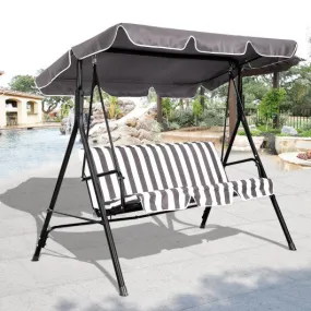 3 Person Swing Outdoor Patio Canopy Awning Yard Furniture Hammock Steel-coffee