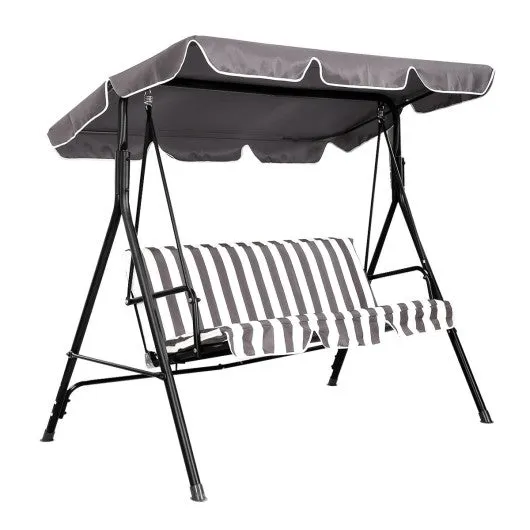 3 Person Swing Outdoor Patio Canopy Awning Yard Furniture Hammock Steel-coffee