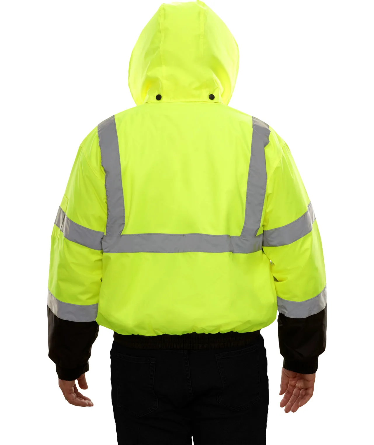 413GTLB Safety Jacket: Hi-Vis Bomber Jacket: Adjustable Hood: Waterproof