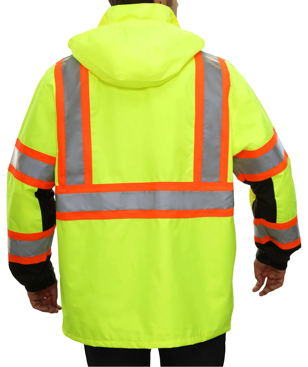 431CSLB Safety DOT Jacket: Hi-Vis Parka Coat: Breathable Waterproof Hooded