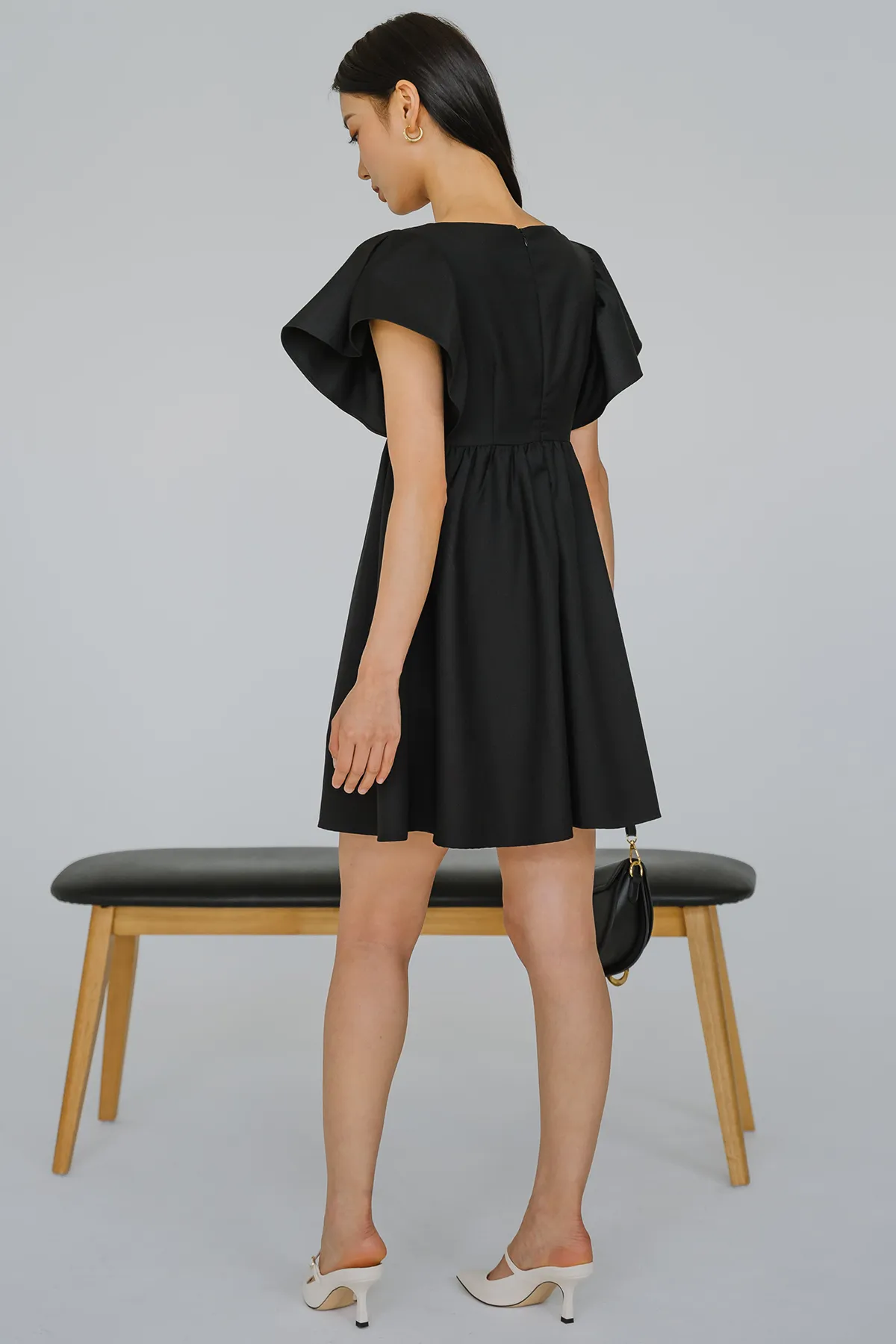 Above The Clouds Romper Dress (Black)