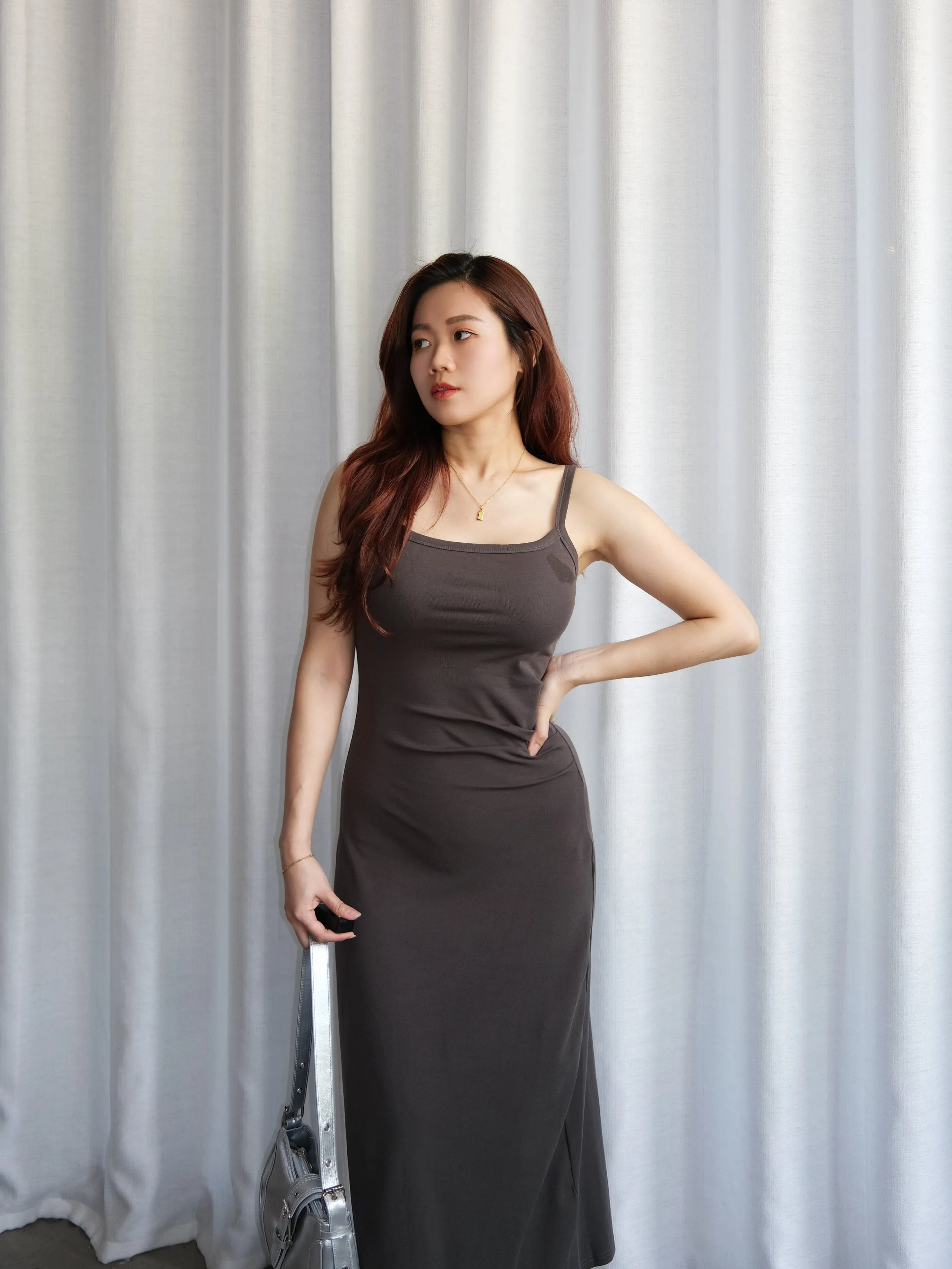 ACEWIN Strappy Bodycon Maxi Dress (Free Size) 703275