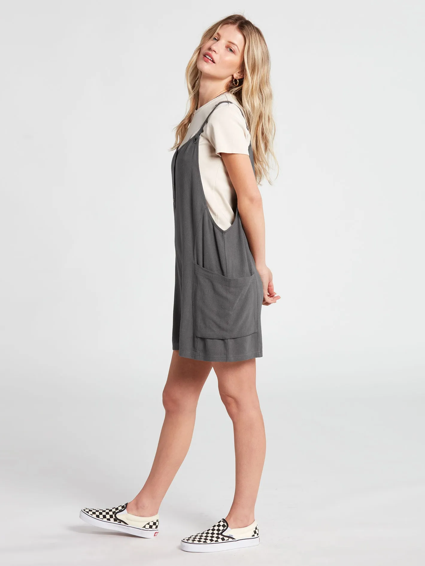 All In For This Romper - Charcoal