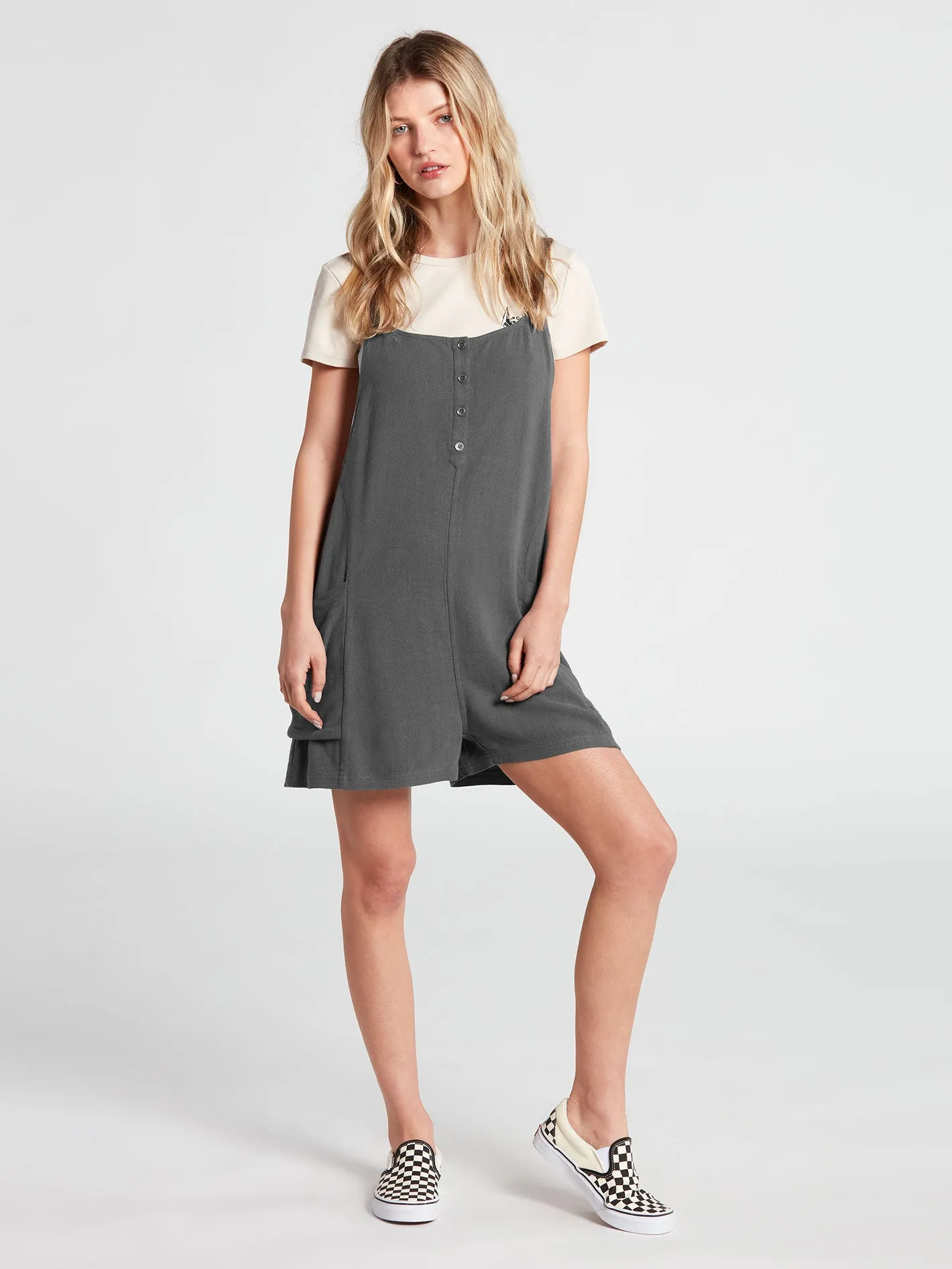 All In For This Romper - Charcoal