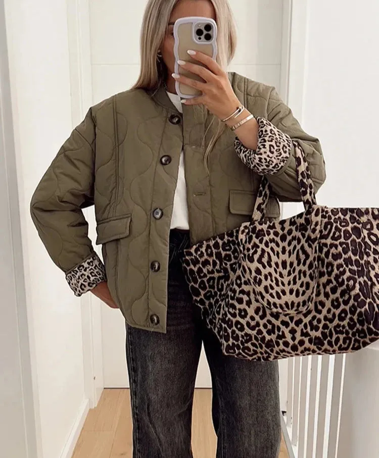 Anna Marie - Casual jacket with leopard lining