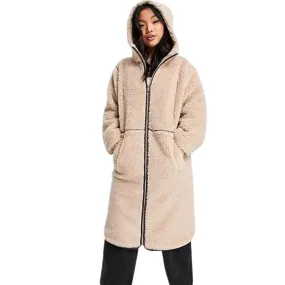 ASOS -  Fleece Coat With Contrast Stitching In Camel