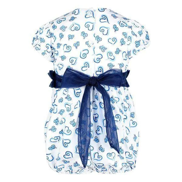 BABY GIRLS HEART PRINT ROMPER- WHITE