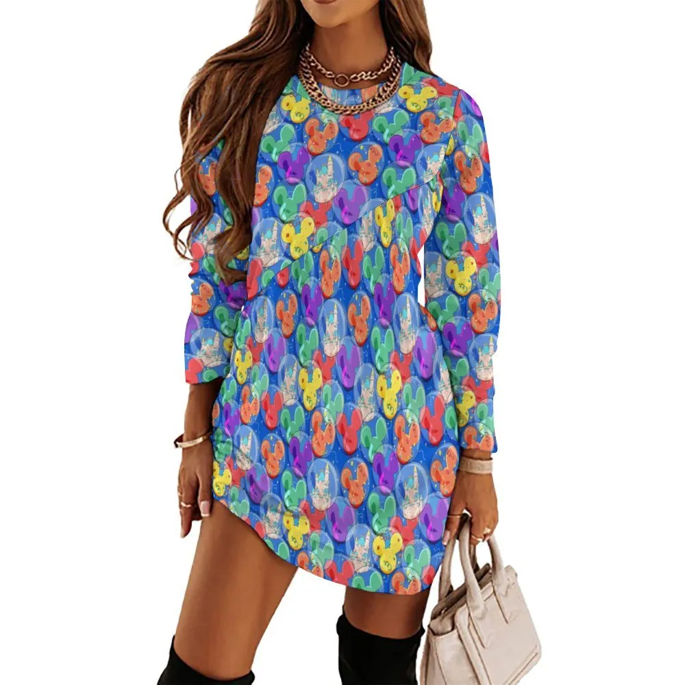 Balloon Collector Long Sleeve Patchwork T-shirt Dress