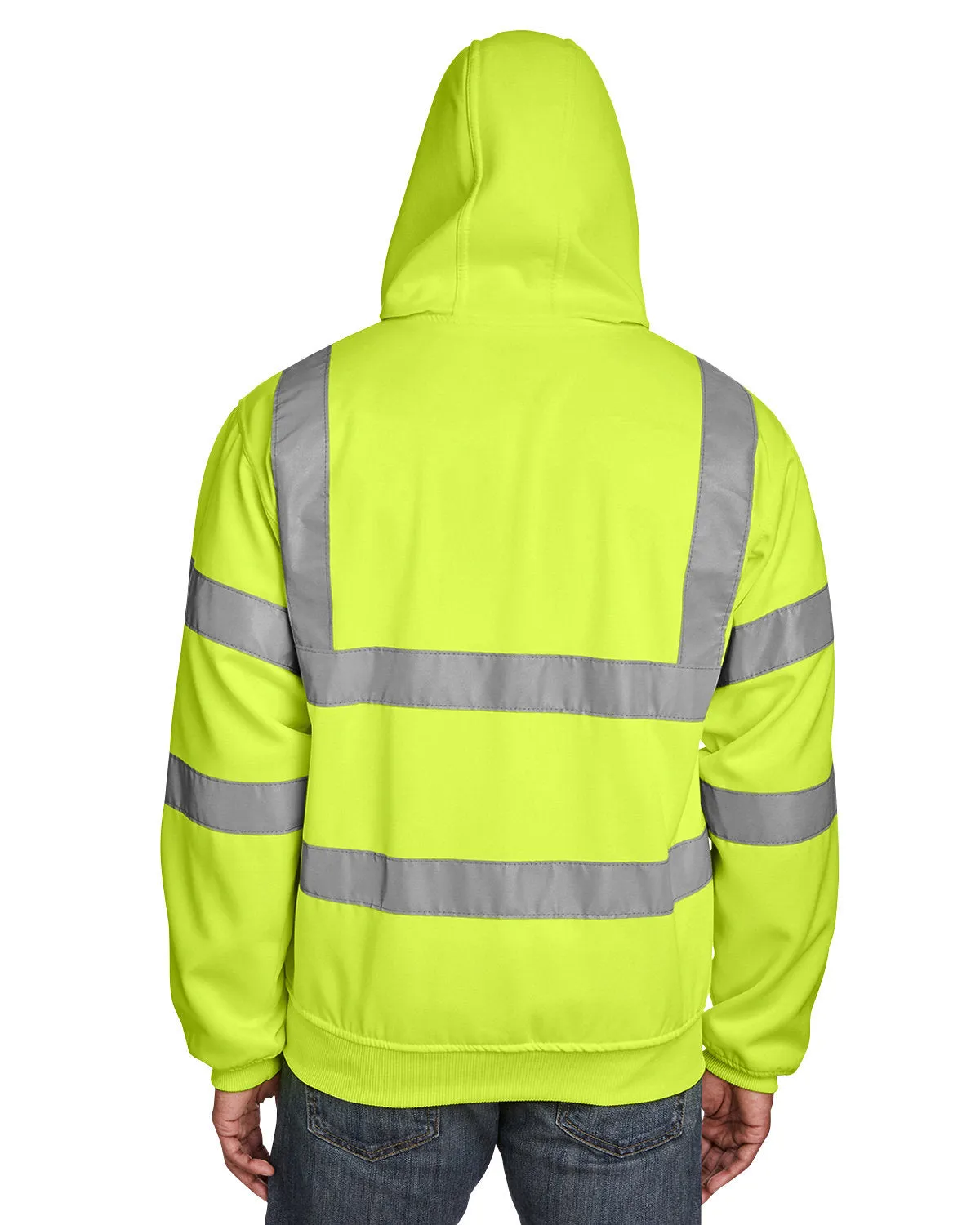 Berne Men's Tall Hi-Vis Class 3 Lined Full-Zip Hooded Sweatshirt