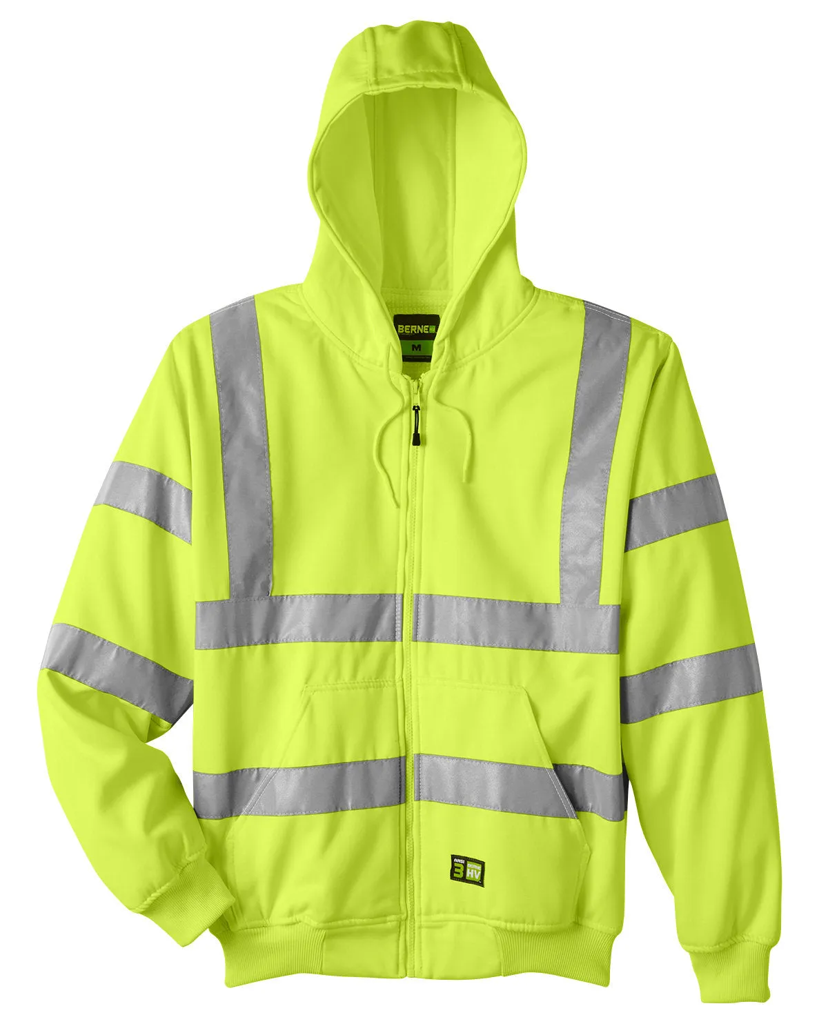 Berne Men's Tall Hi-Vis Class 3 Lined Full-Zip Hooded Sweatshirt