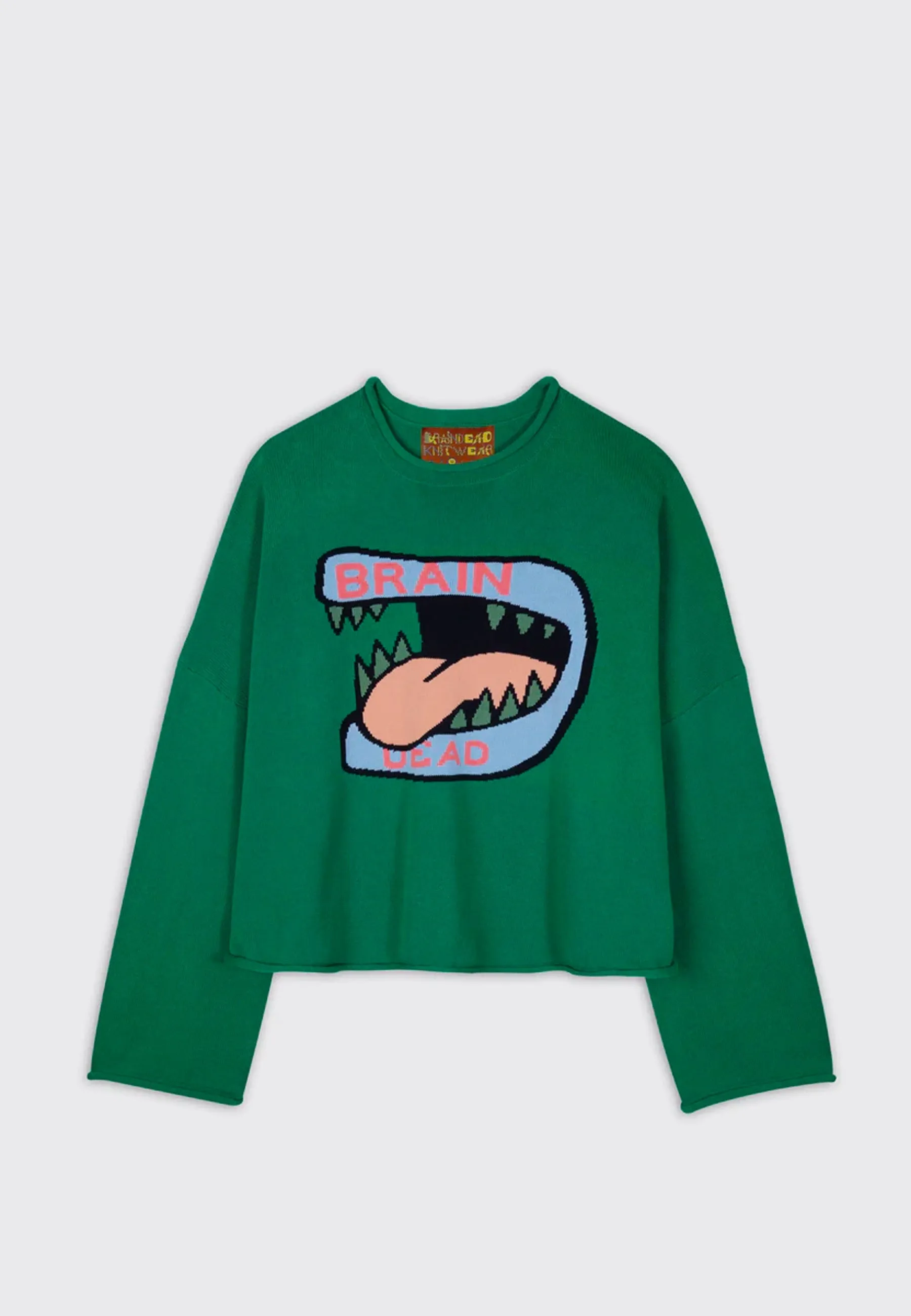 Big Bite Oversized Cropped Boxy Sweater - Green