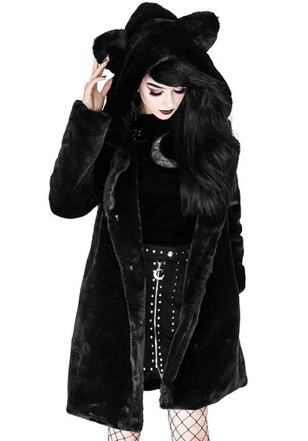 Black Cat | FAUX FUR COAT