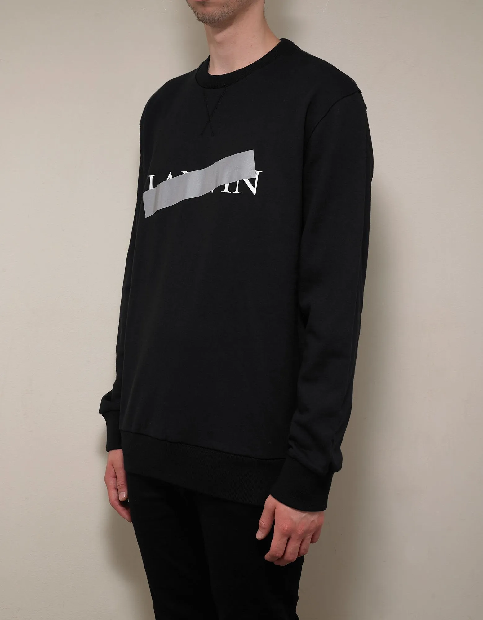 Black Strikethrough Logo Print Sweatshirt