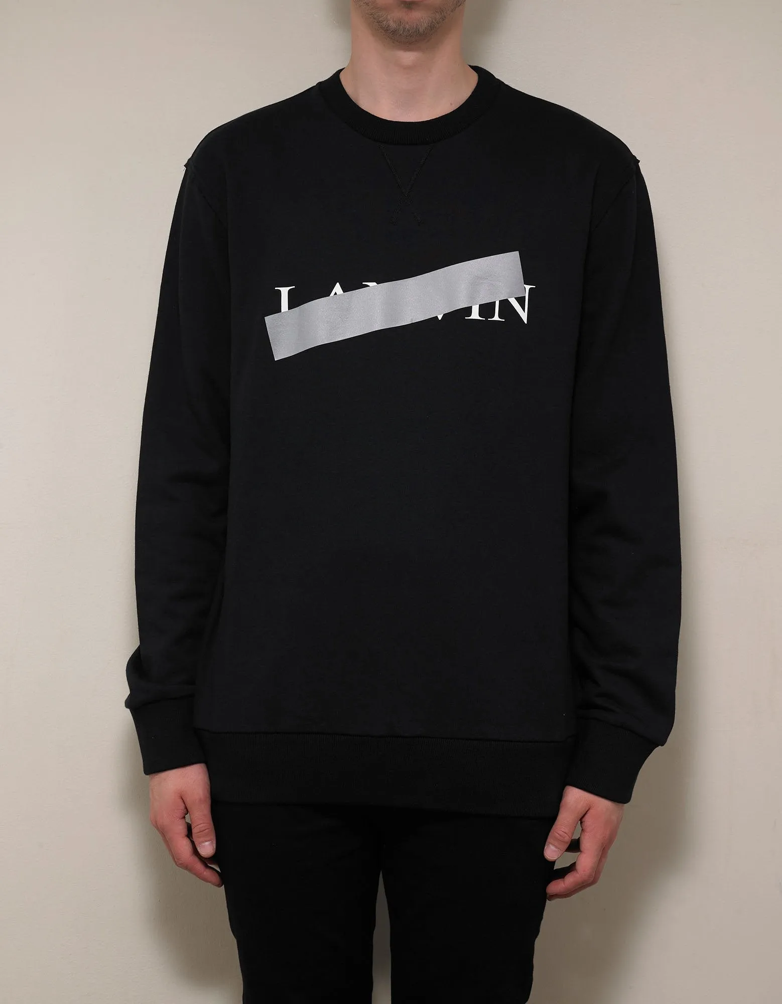 Black Strikethrough Logo Print Sweatshirt