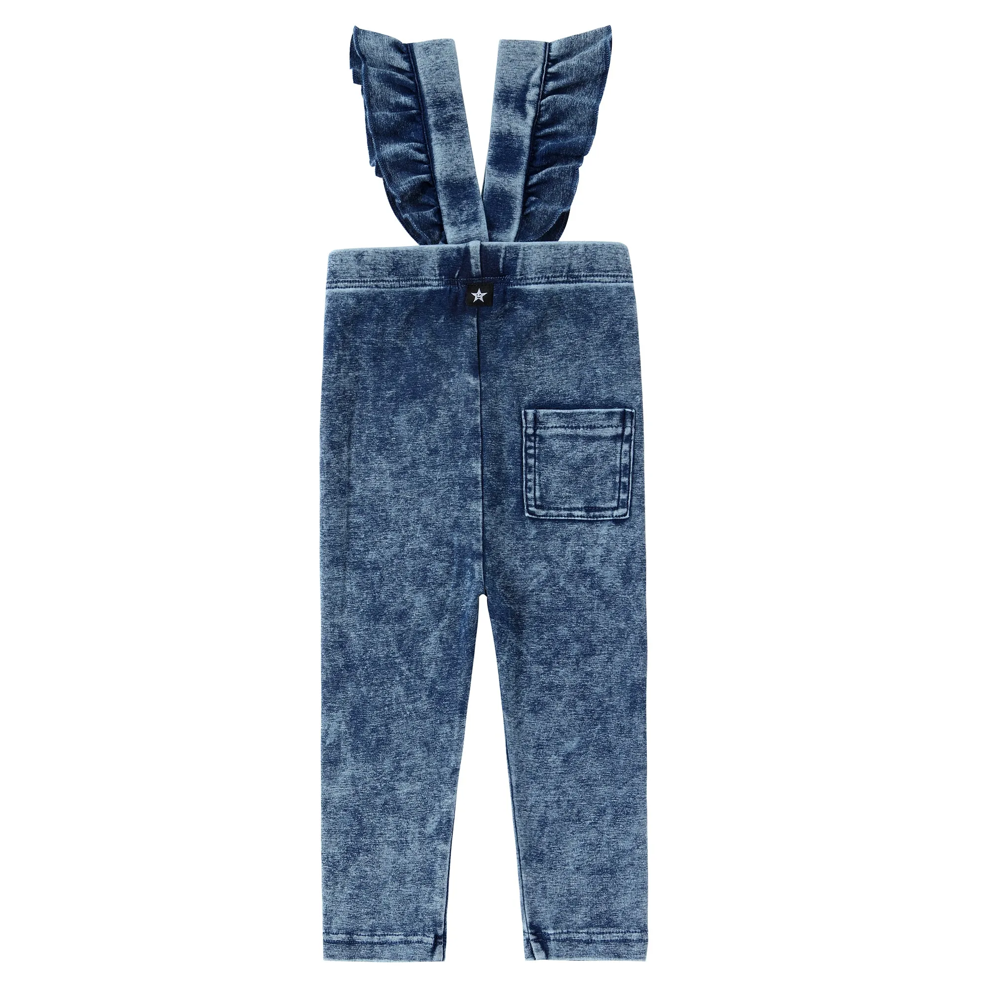 Blue Denim Jersey Ruffle Suspender Legging