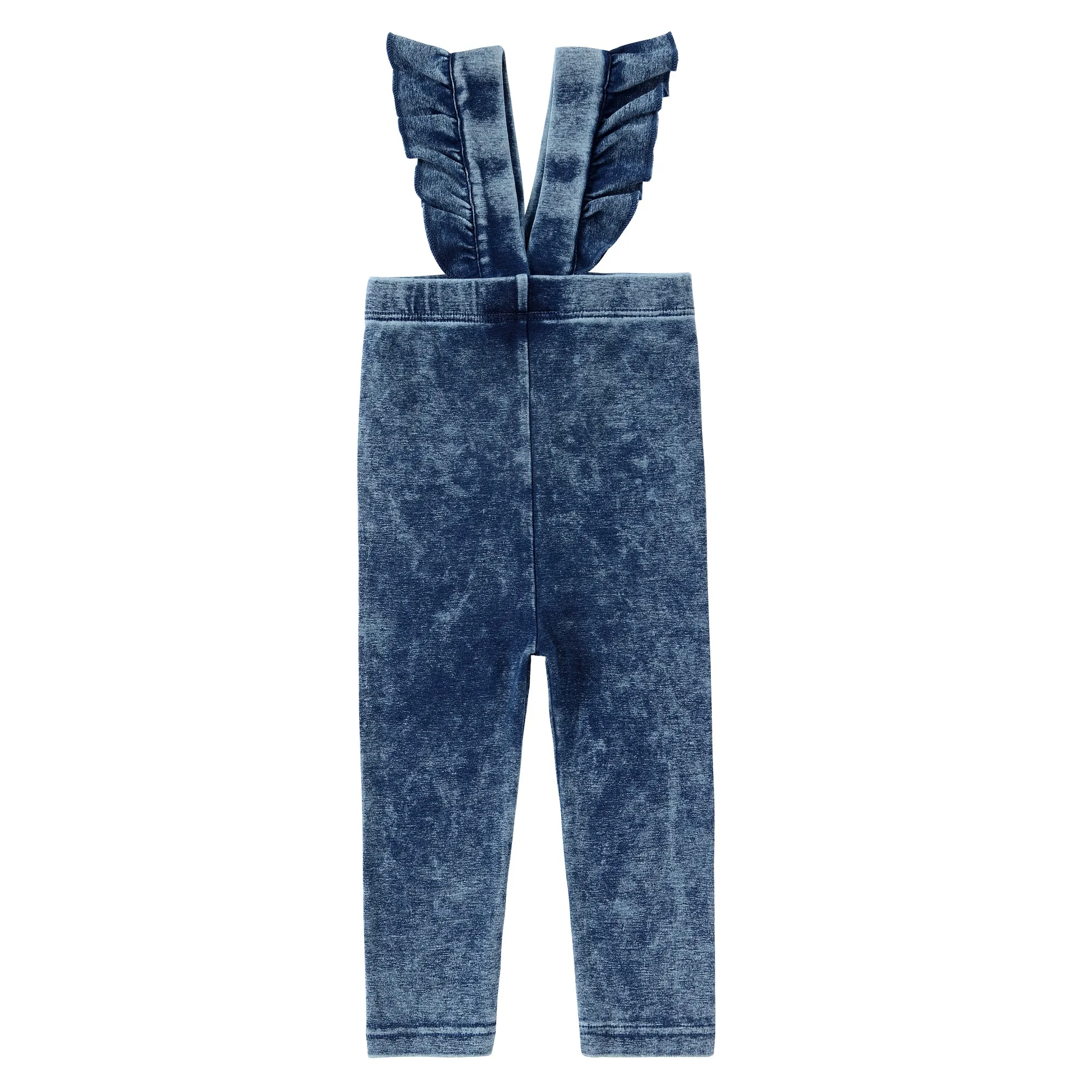 Blue Denim Jersey Ruffle Suspender Legging