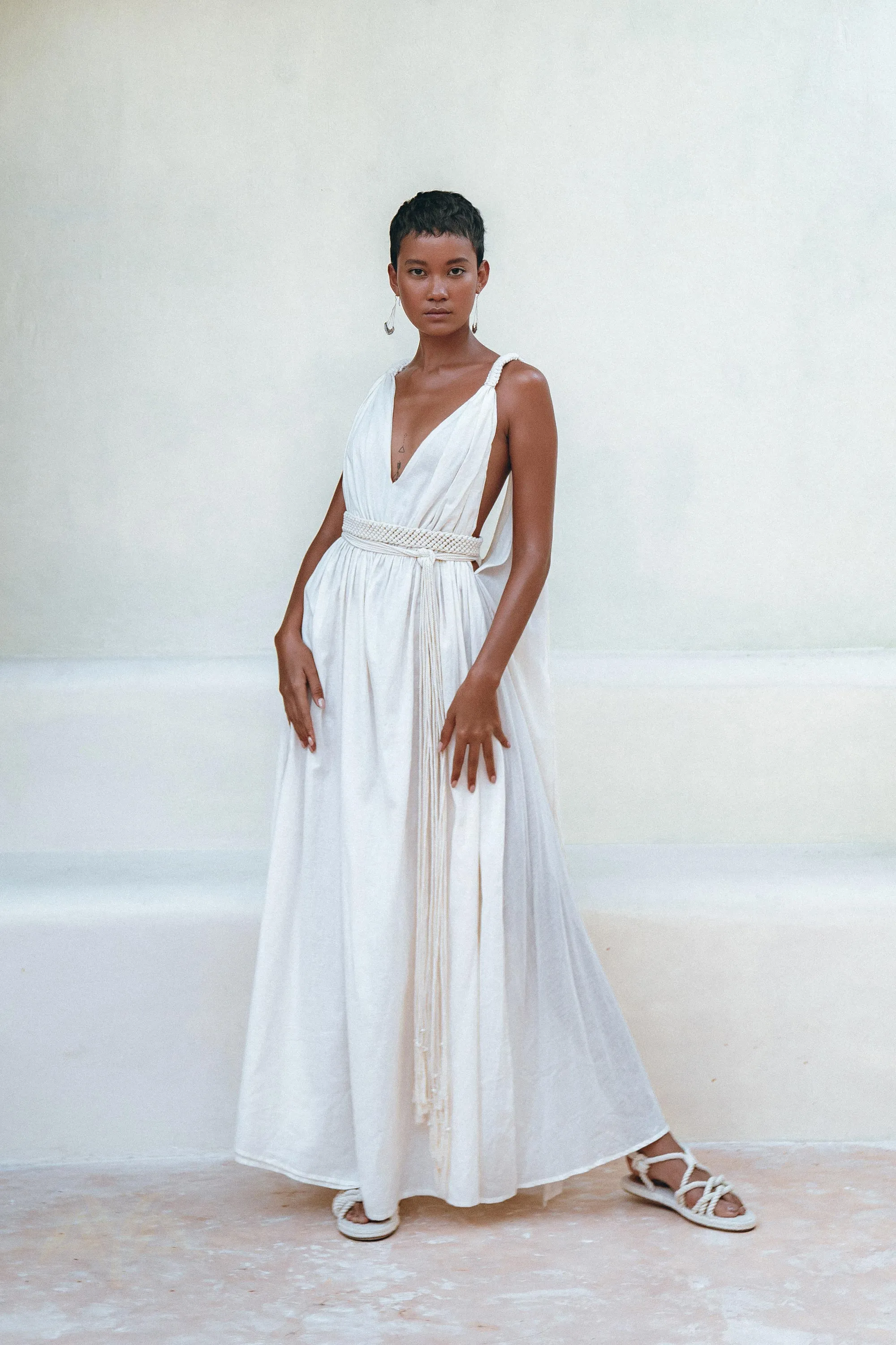 Boho Beach Macrame Wedding Dress • Off-White Multiway Bohemian Dress