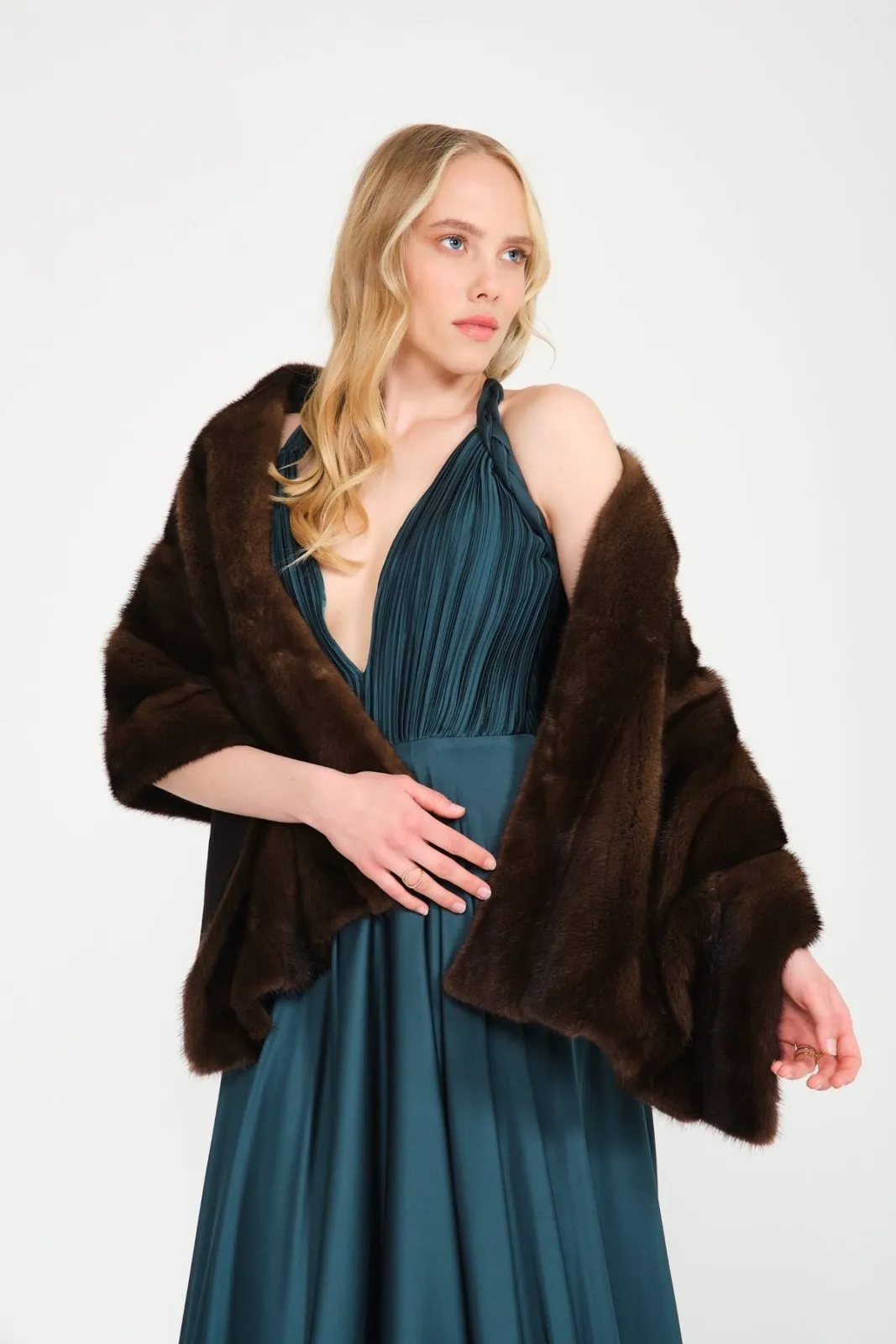 Brown Mink Fur Shawl