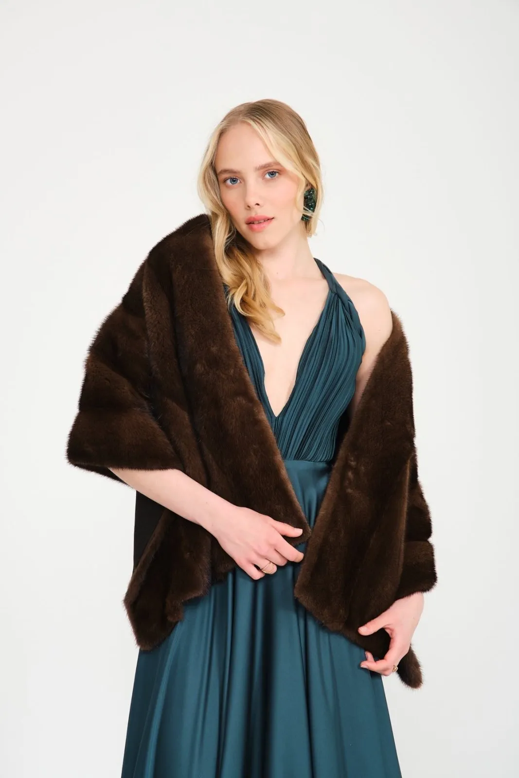 Brown Mink Fur Shawl