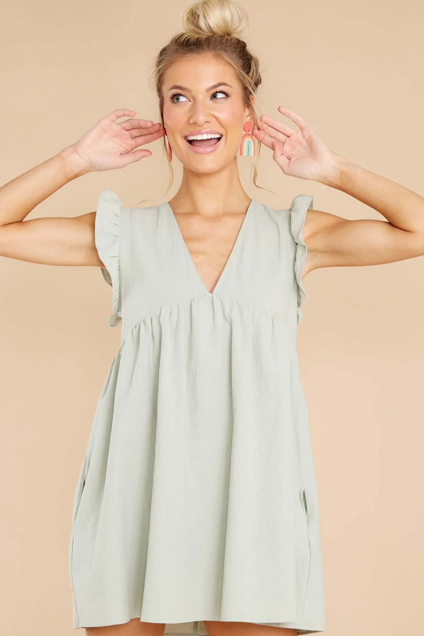 Call Me Angel Light Sage Romper Dress