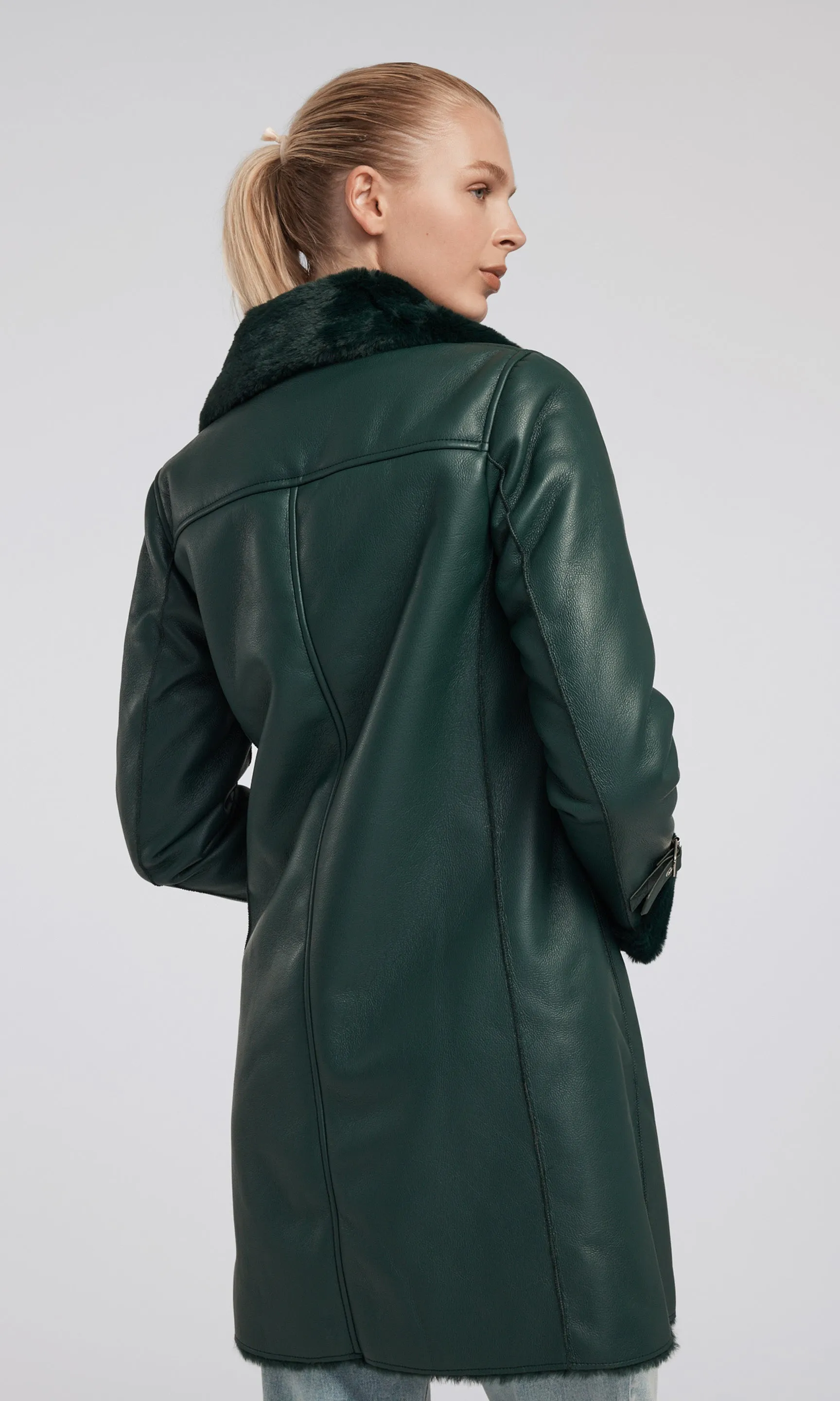 Carla Vegan Leather And Faux Fur Combo Coat