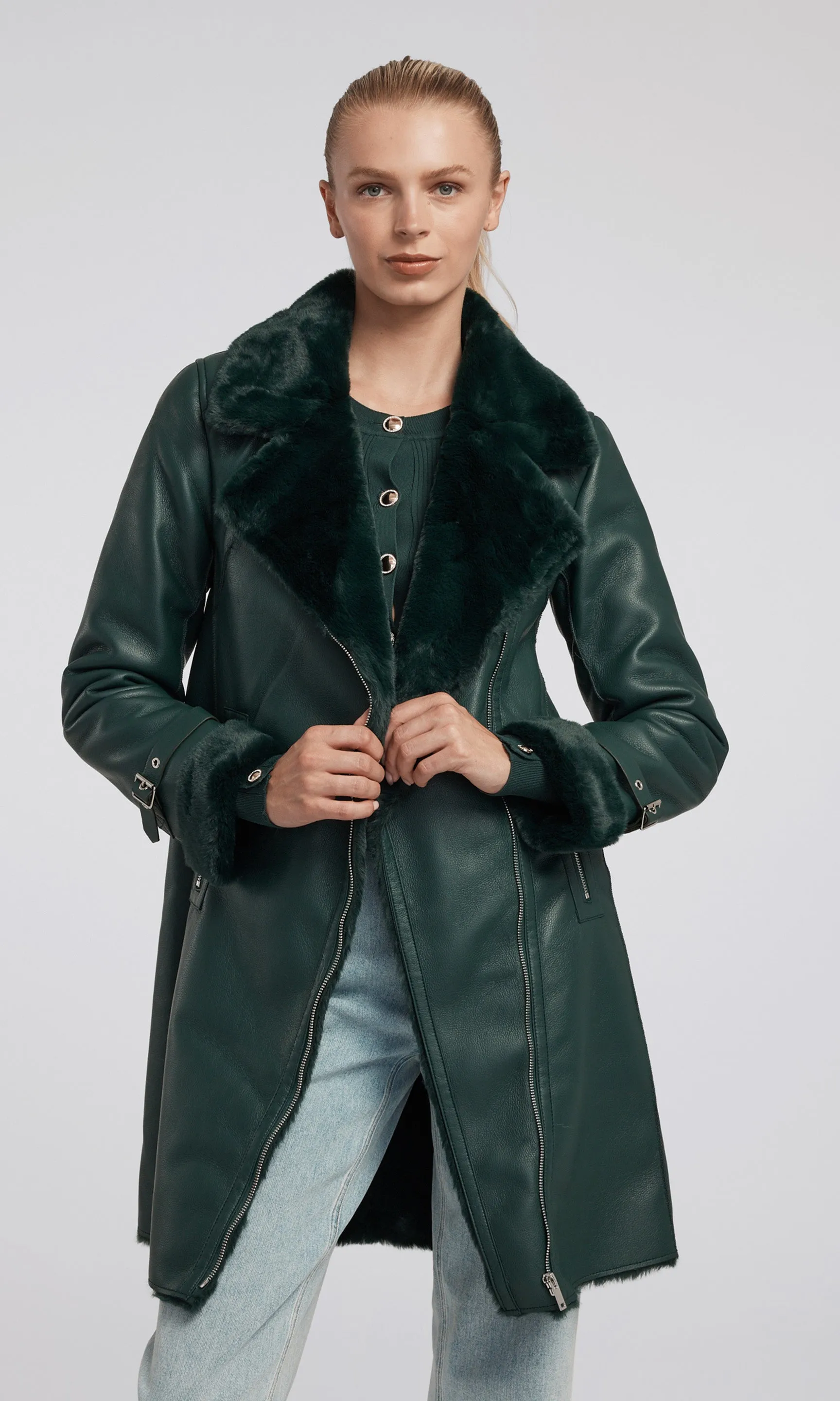 Carla Vegan Leather And Faux Fur Combo Coat