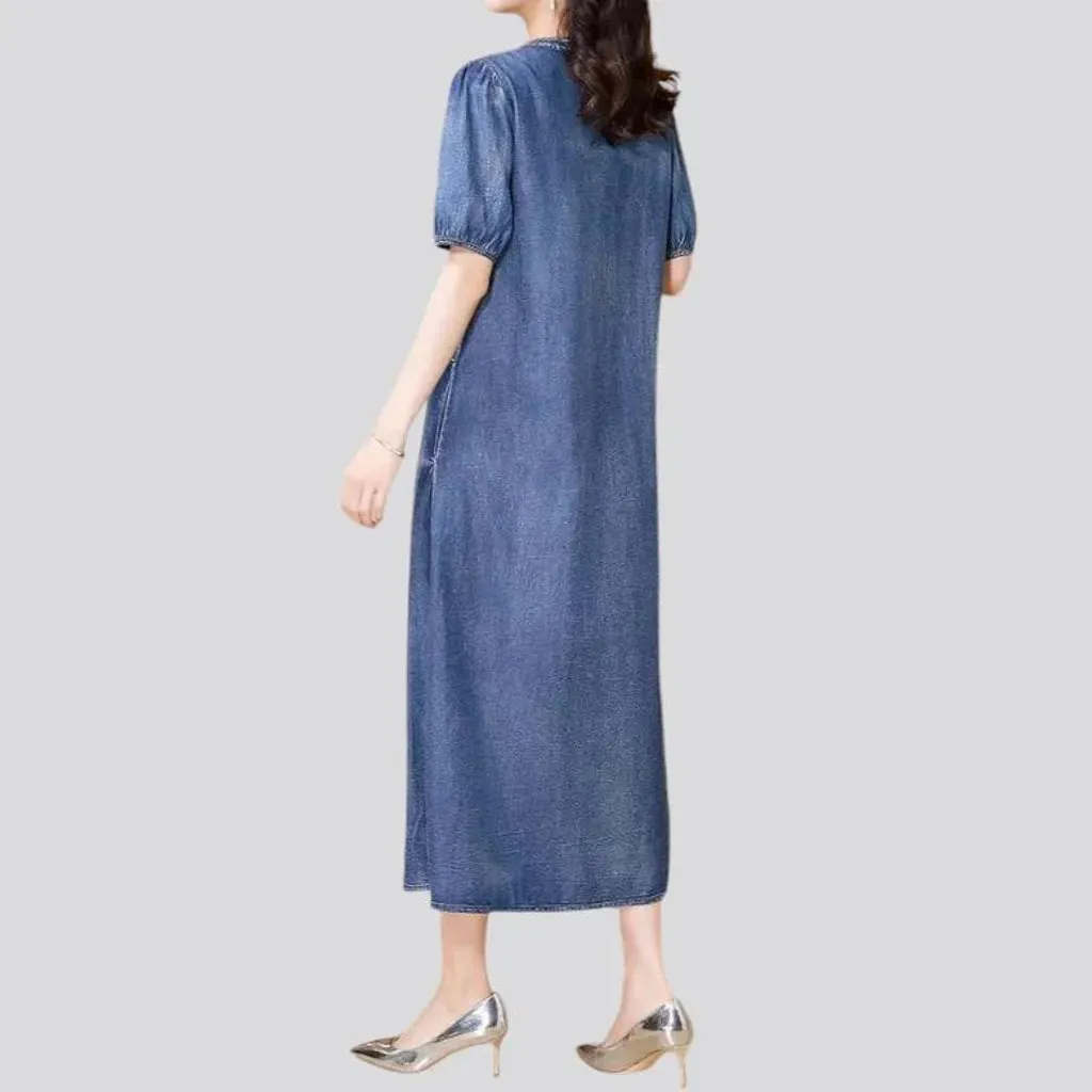 Casual maxi vintage denim dress