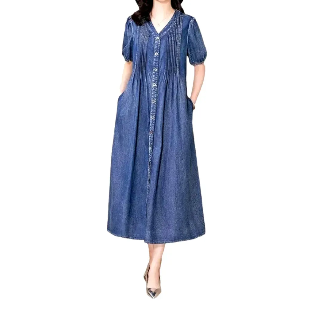 Casual maxi vintage denim dress