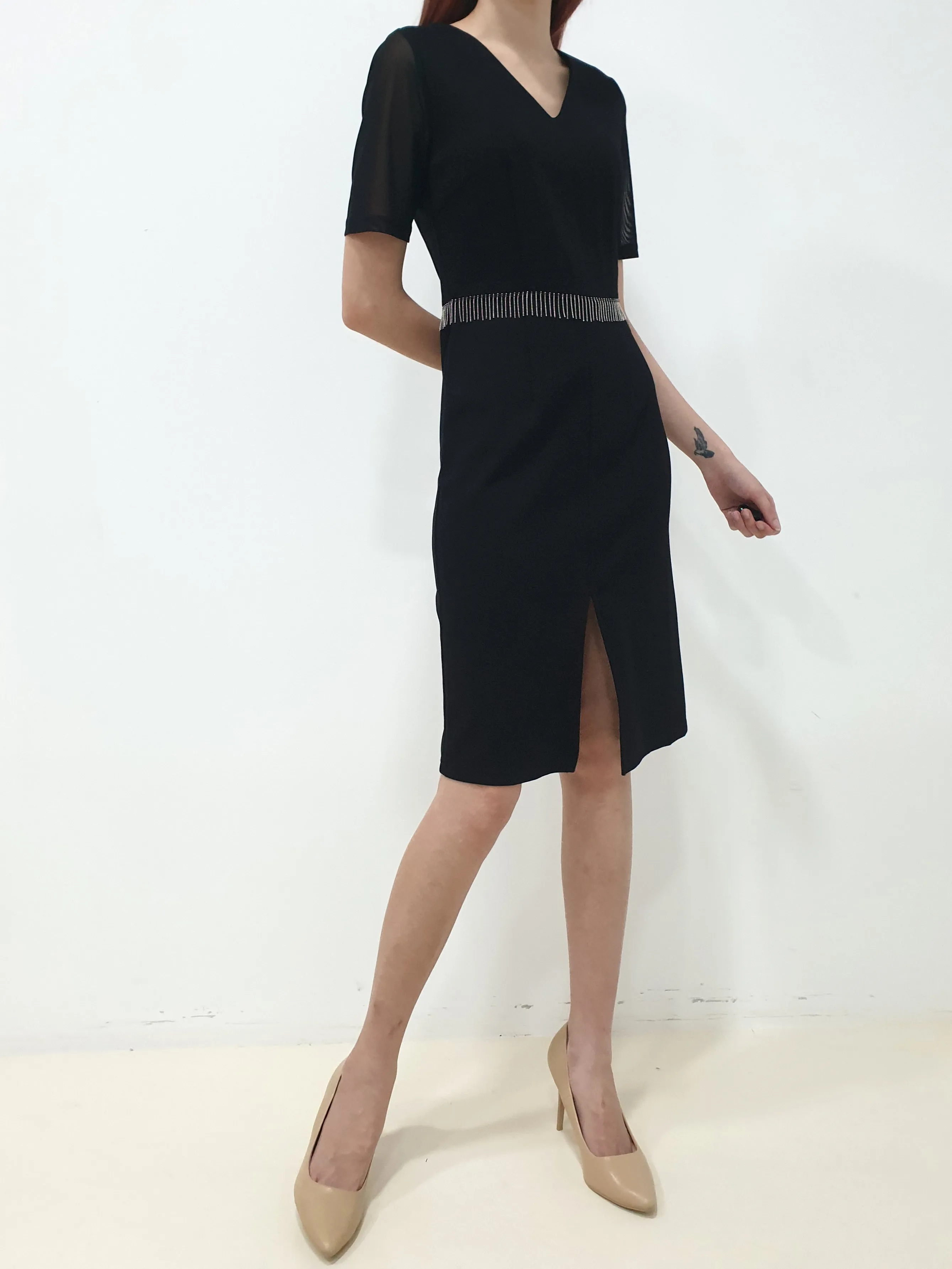 Chain Tassel Waist Dress - Black (Non-returnable)