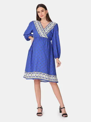 Champange Blue Maternity and Nursing Dress