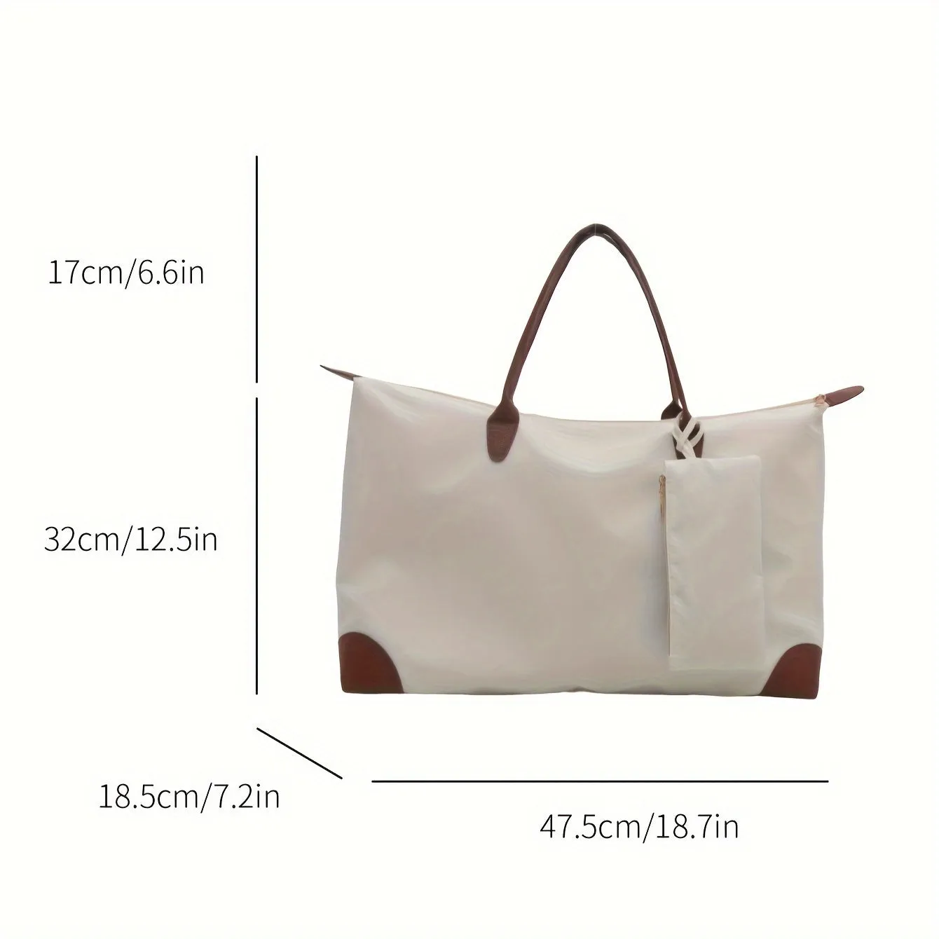 Chic Large Capacity Tote Bag for Women - Durable Polyester, Zip Closure, Perfect for Travel & Commuting - Available in Gray, White, Pink, Black