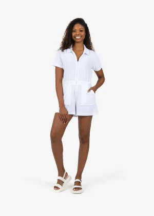 Club LC Terry Drawcord Romper White