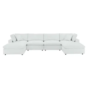 Commix Down Filled Overstuffed Vegan Leather 6-Piece Sectional Sofa White EEI-4918-WHI