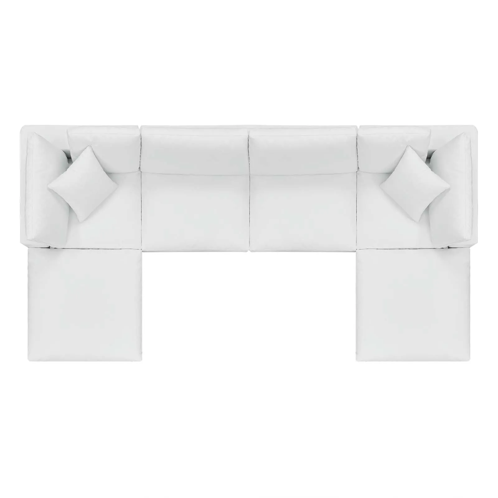 Commix Down Filled Overstuffed Vegan Leather 6-Piece Sectional Sofa White EEI-4918-WHI
