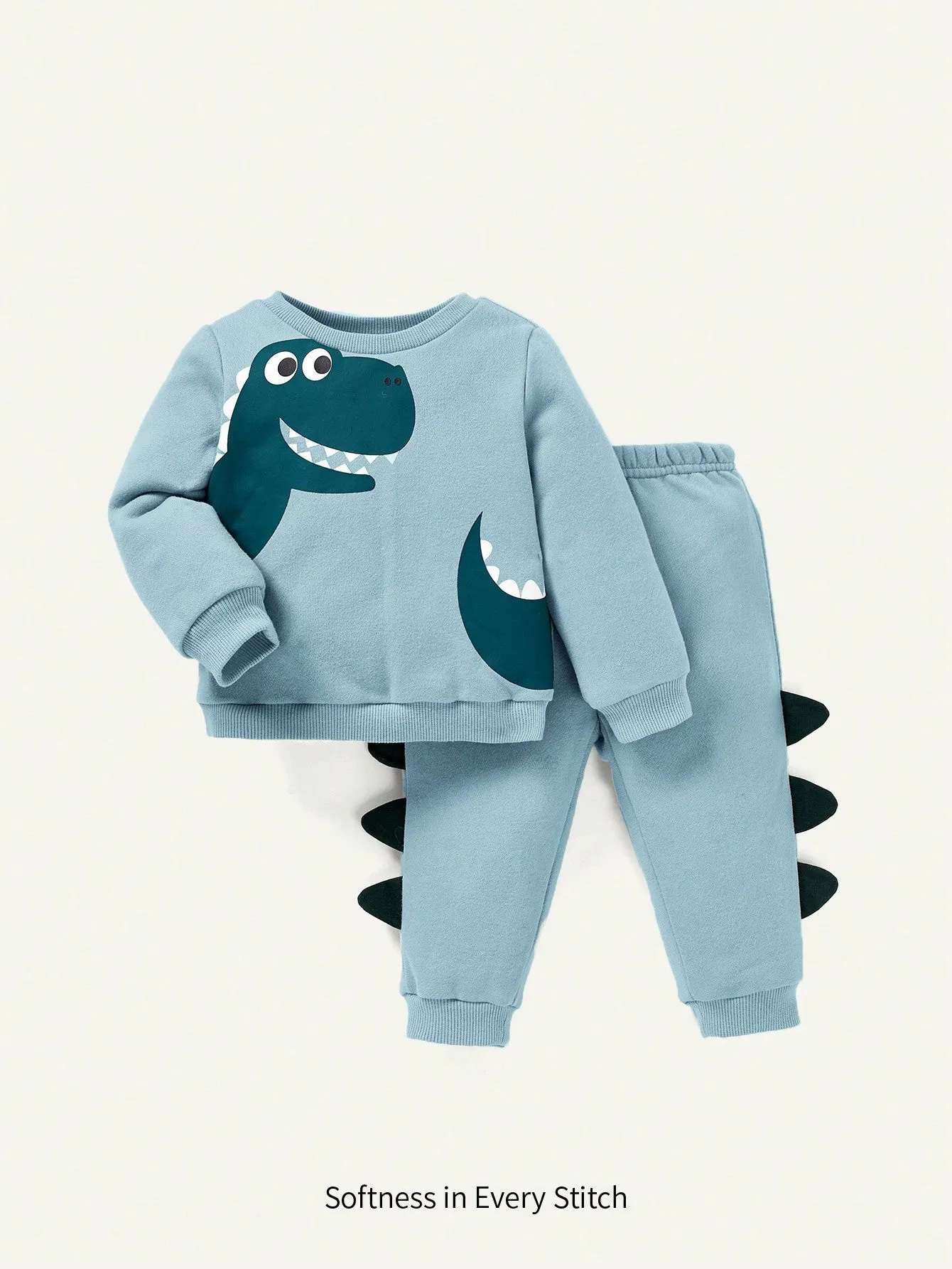 Cozy Cub Baby Boy Dinosaur Print 3D Design Pullover & Sweatpants