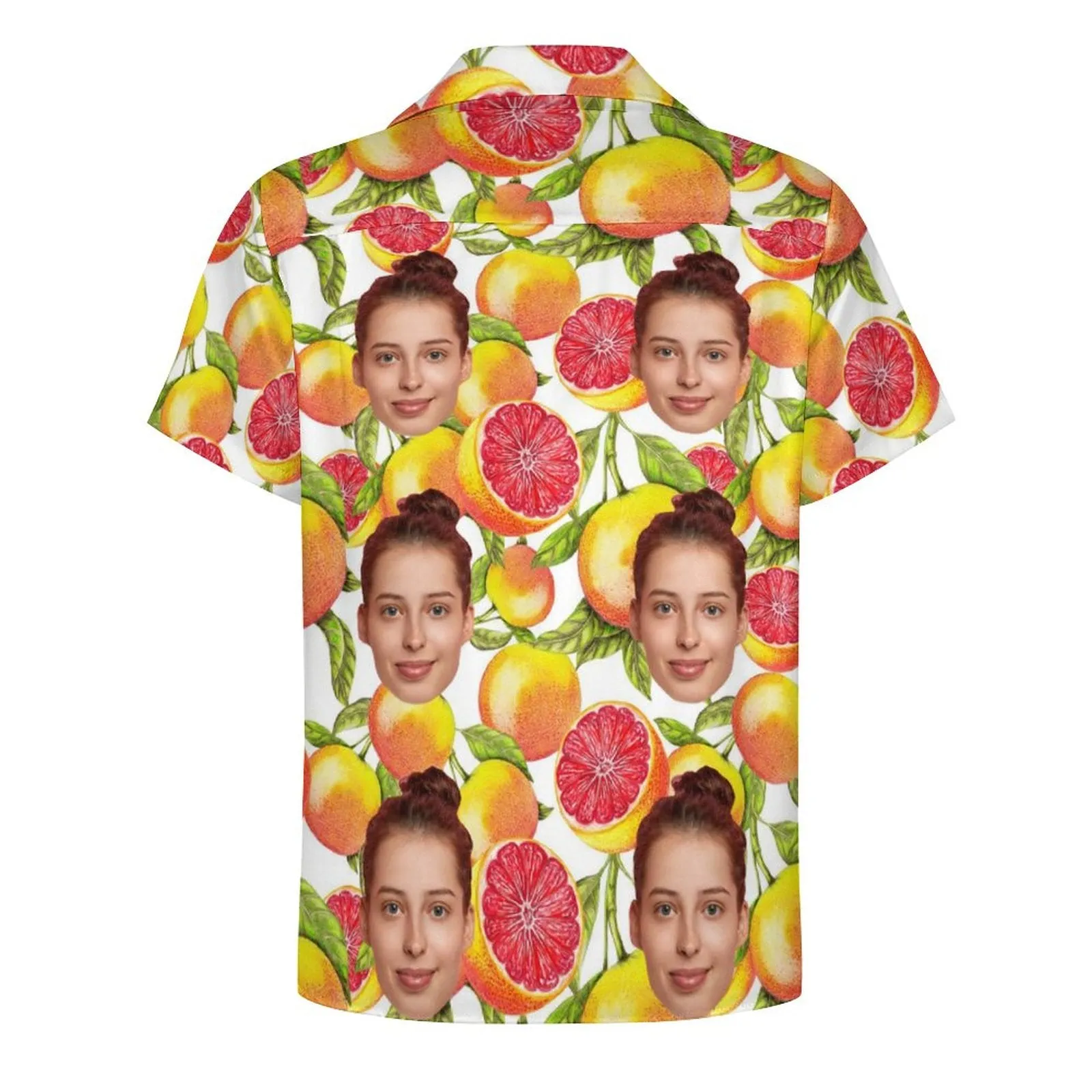 Custom Face Grapefruit Orange Men's Lapel Shirt Cuban Collar Hawaiian Shirt