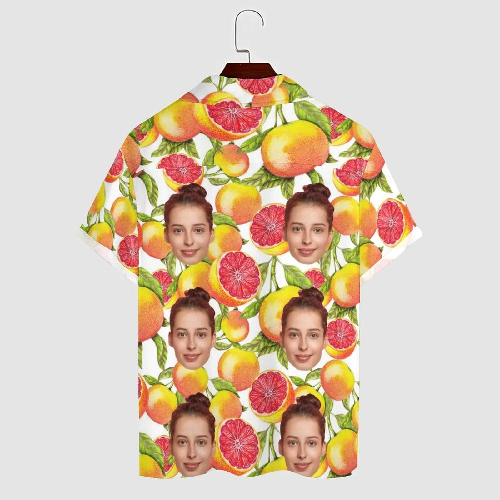 Custom Face Grapefruit Orange Men's Lapel Shirt Cuban Collar Hawaiian Shirt