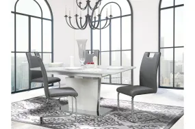 Cynthia 5 Piece Dining Set with Zane Chair in Grey Leather