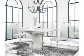 Cynthia 5 Piece Dining Set with Zane Chair in White Leather