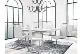 Cynthia 7 Piece Dining Set with Zane Chair in White Leather