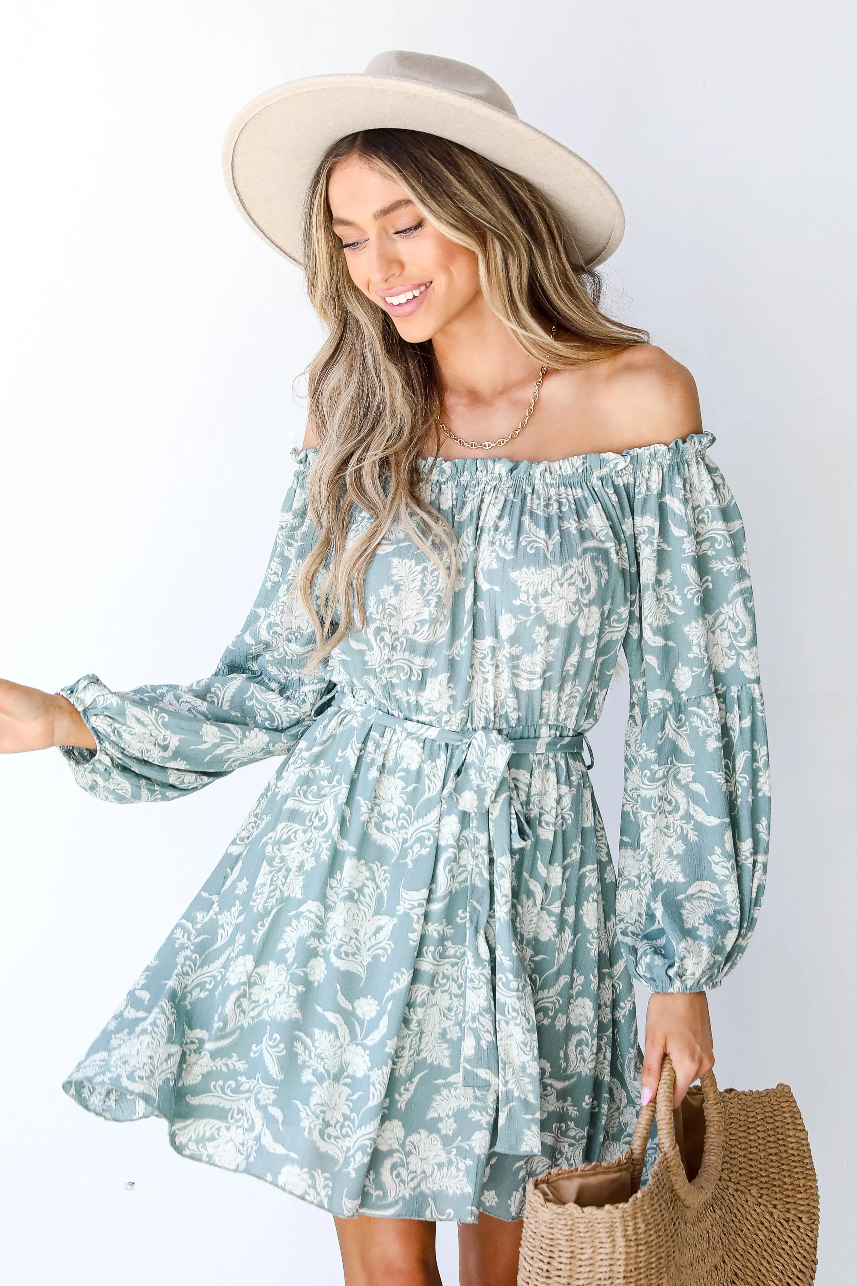 Daytime Dreams Floral Off-The-Shoulder Mini Dress