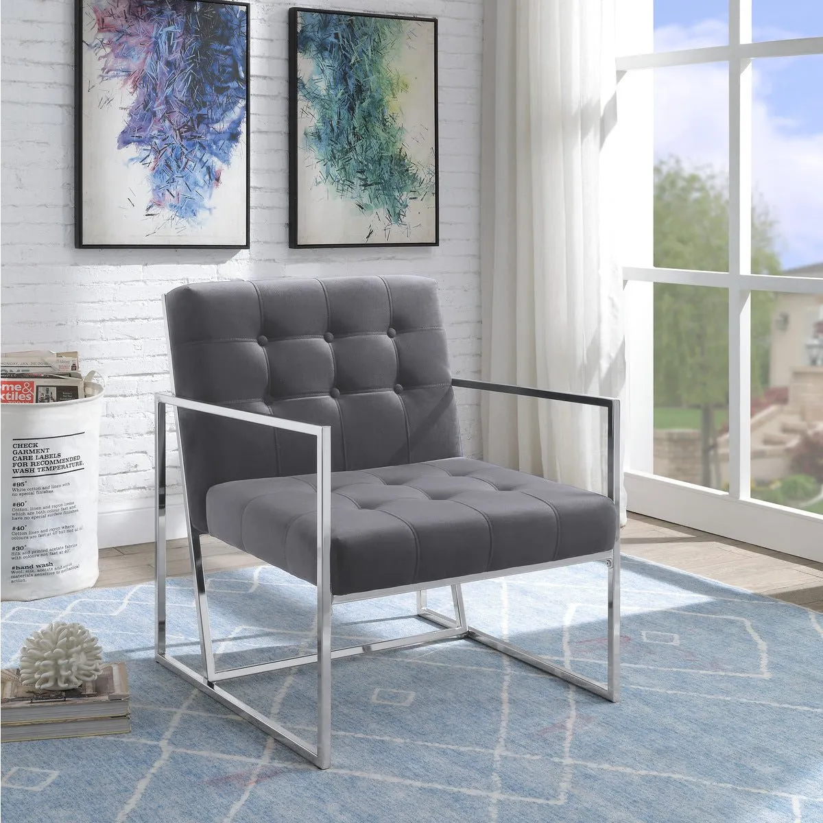 Delia Grey Accent Chair