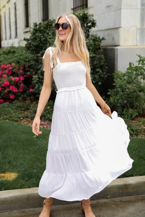 Delightful Impulse White Tiered Maxi Dress