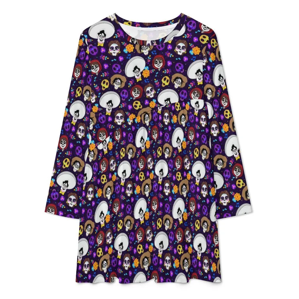 Disney Coco Long Sleeve Patchwork T-shirt Dress